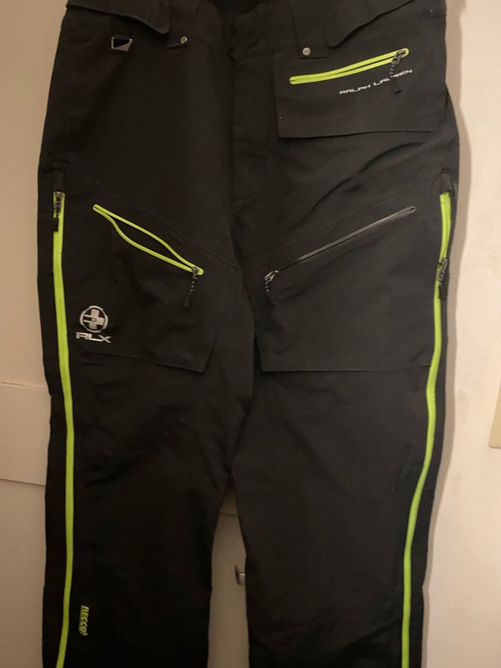Polo by Ralph Lauren Black Cargo Pants with Neon Yellow Accents